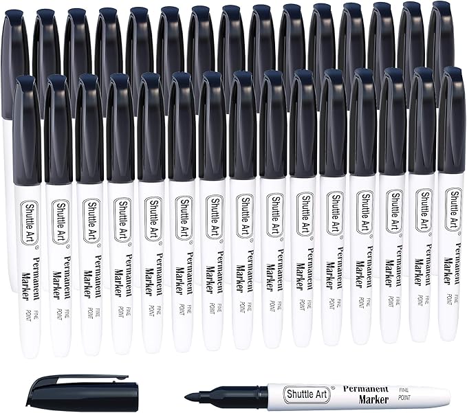 Permanent Markers, Shuttle Art 30 Pack Black Permanent