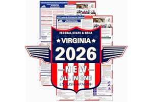 ZLODEPIP 2026 Virginia State and Federal Labor Laws Poster – OSHA Compliant Laminated 24" x 36" English and Spanish Bundle 2 Pack Folded