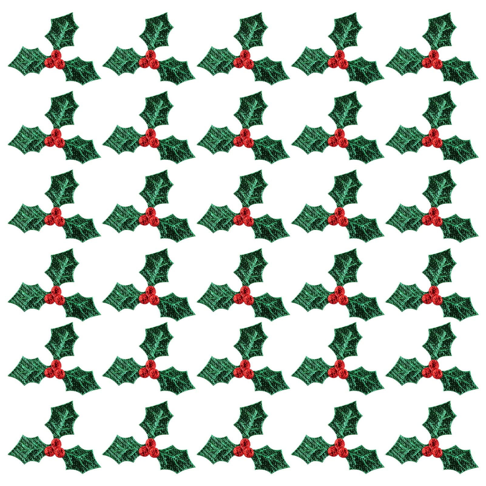 Cabilock 100Pcs Artificial Holly Berry Branches with Green Leaves 1.2In Christmas Embellishments for Diy Crafting Cake Toppers Holiday Decorations