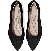 TINGRISE Women's Flats Shoes Comfortable Dressy Pointed Toe Knit Washable Ballet Flat