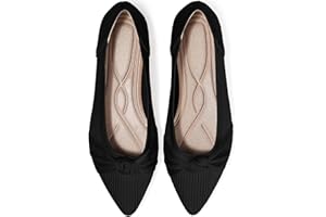 TINGRISE Women's Flats Shoes Comfortable Dressy Pointed Toe Knit Washable Ballet Flat