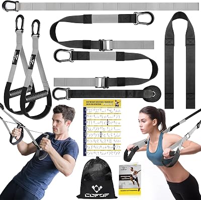 COFOF Suspension Trainer Set with Door Anchor, Full Body Home Workout