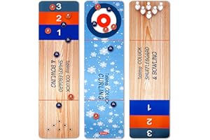 COLUCK Curling 3 in 1 Board Game,Tabletop Shuffleboard Bowling Curling Board Game,Mini Tabletop Games Family Sports Game for Adults,Kids Portable Easy Set Up