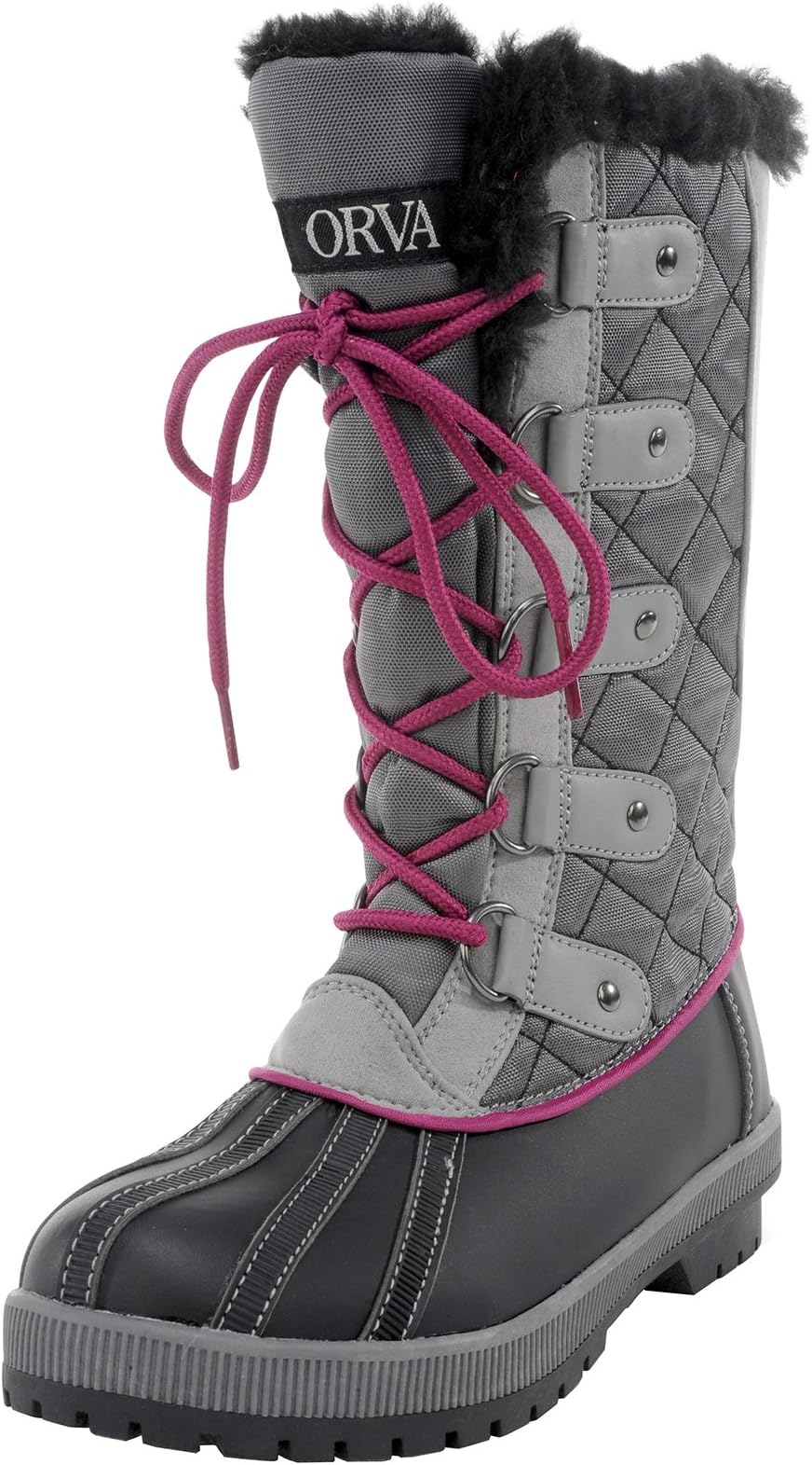 ORVA Women's Snow Canyon Waterproof Winter Snow Lace Up Boot (9 B(M) US, Grey)