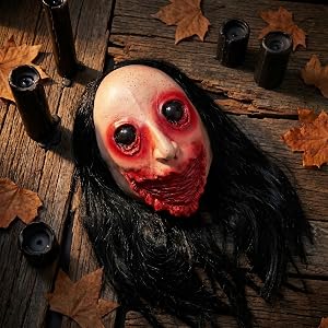 Thaoduro Scary Halloween Mask for Adult, Realistic Ghost Face Masks for Men | Horror Zombie, Long Hair, Creepy Design, Party