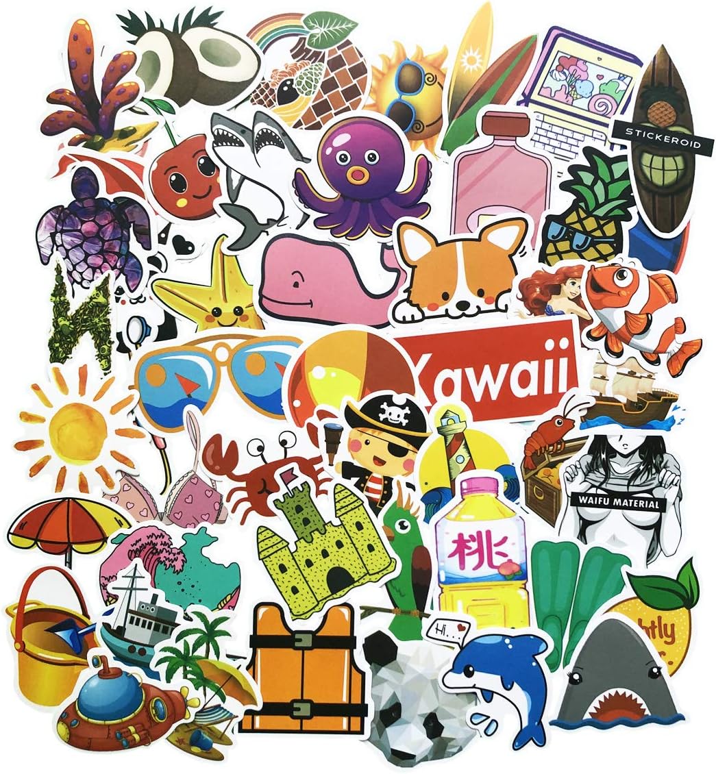 50pcs Water Bottles Stickers Lovely Waterproof Aesthetic Trendy Summer Stickers for Teens Girls Perfect for Waterbottle Laptop Phone Travel (De-Lovely 2)