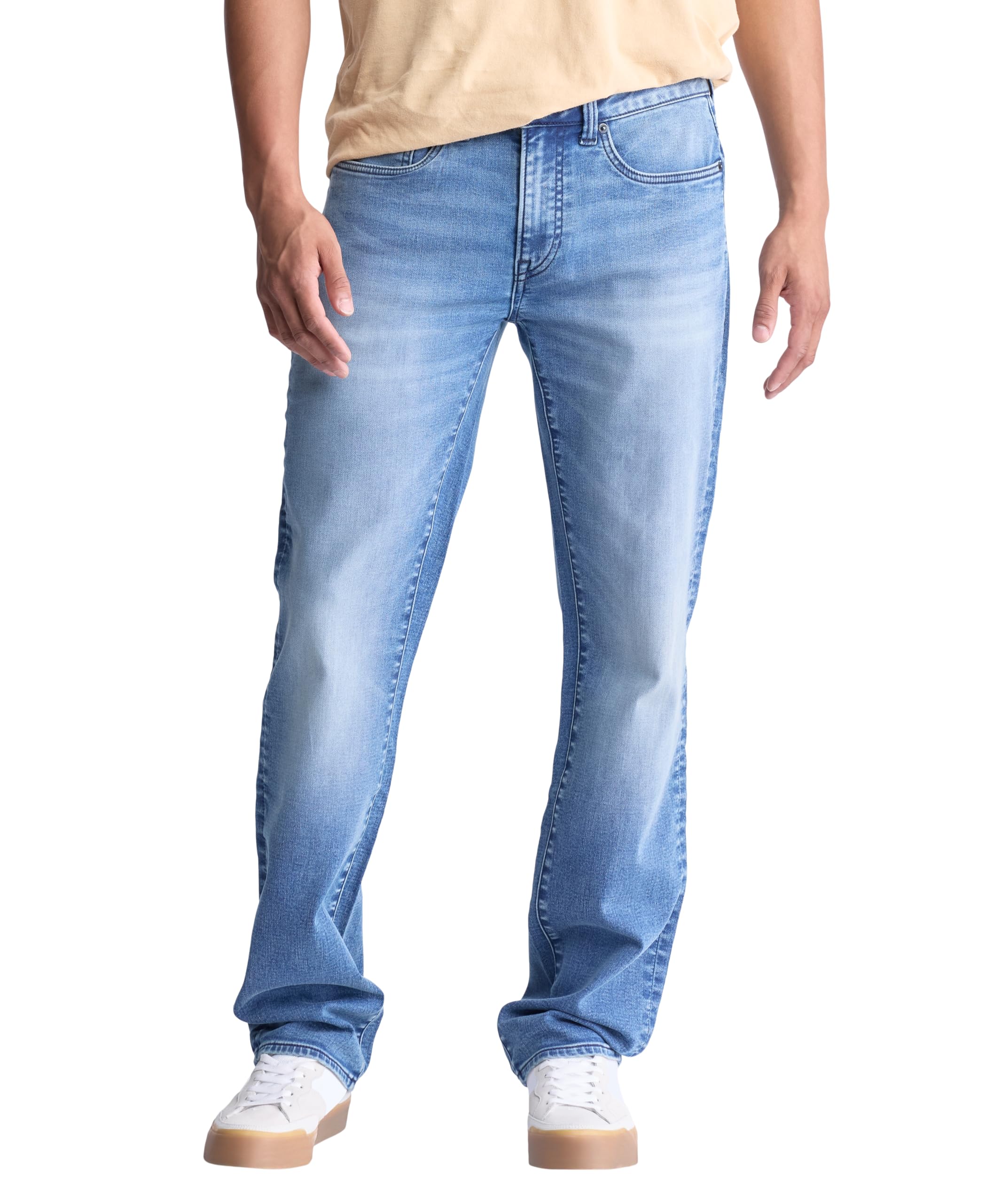 Buffalo David Bitton Men’s Straight Six Jeans, Crinkled Medium Blue