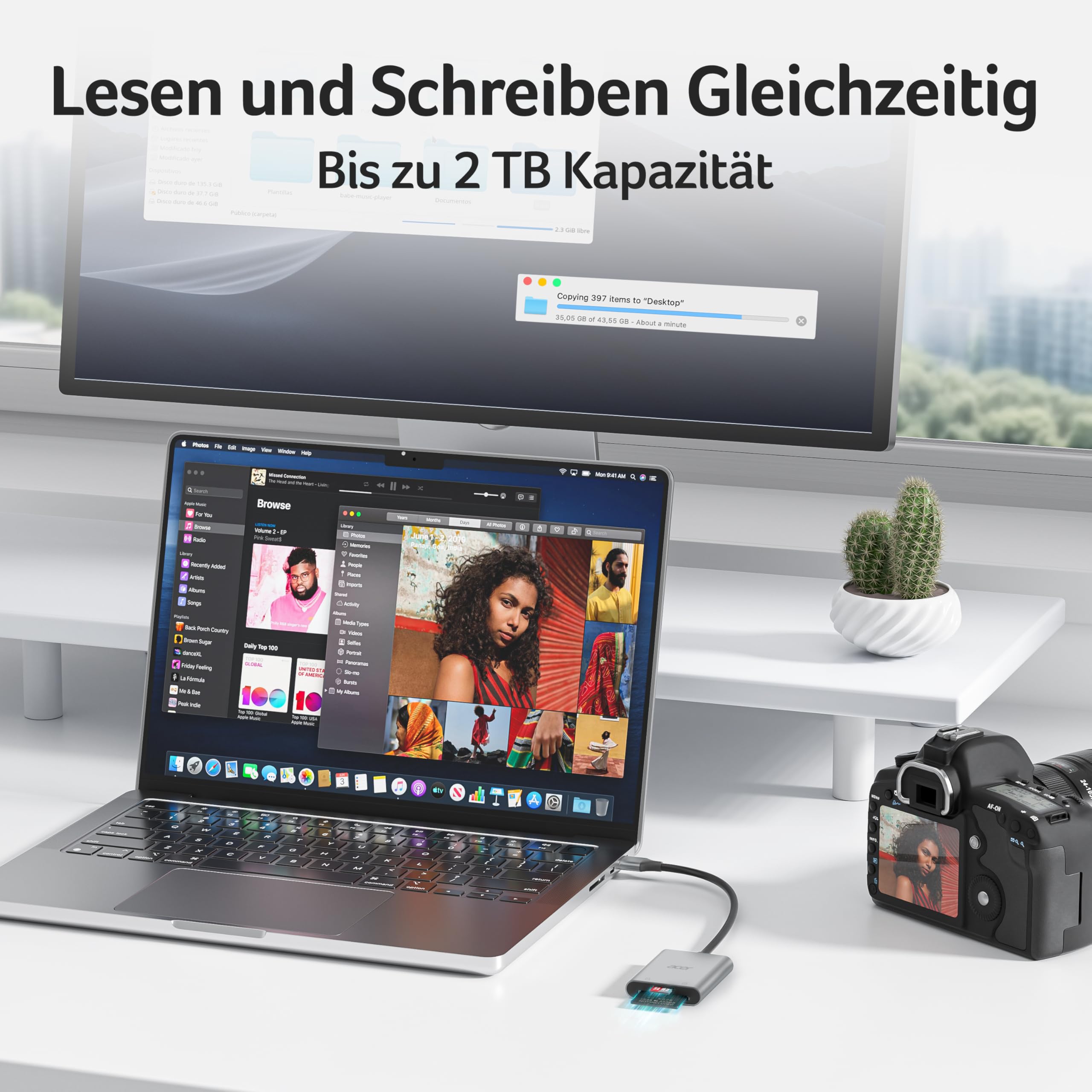 acer USB 3.0 Kartenleser 170MB/s, USB-A SD Micro SD Card Reader Aluminium 3