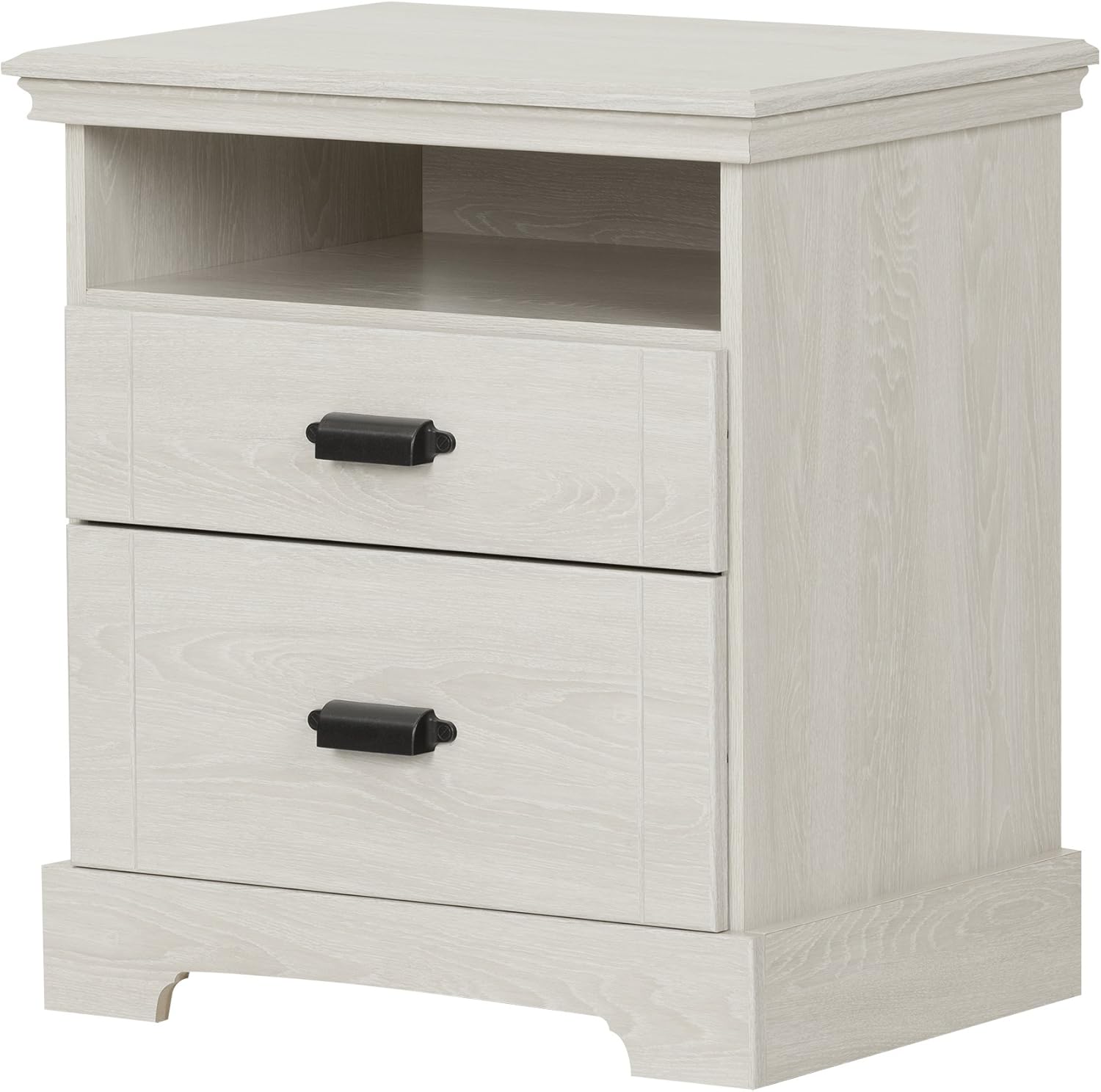 Amazon Com South Shore Avilla 2 Drawer Nightstand Winter Oak With Metal Handles Furniture Decor