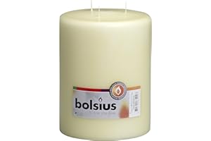 BOLSIUS 3 Wick Ivory Pillar Candle Large – 6x8 Inches - Premium European Quality - 100 Hours Burning Time - Smooth And Smokeless Flame - Relight Unscented Wedding, Dinner, Party, and Décor Candle