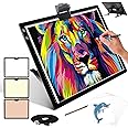 A3 Tracing Light Box, iVAOOZE A3 LED Light Pad with 3 Colors Mode Stepless Dimmable and 6 Levels of Brightness Light Copy Pad, Wireless Rechargeable Led Light Board for Diamond Painting Sketching
