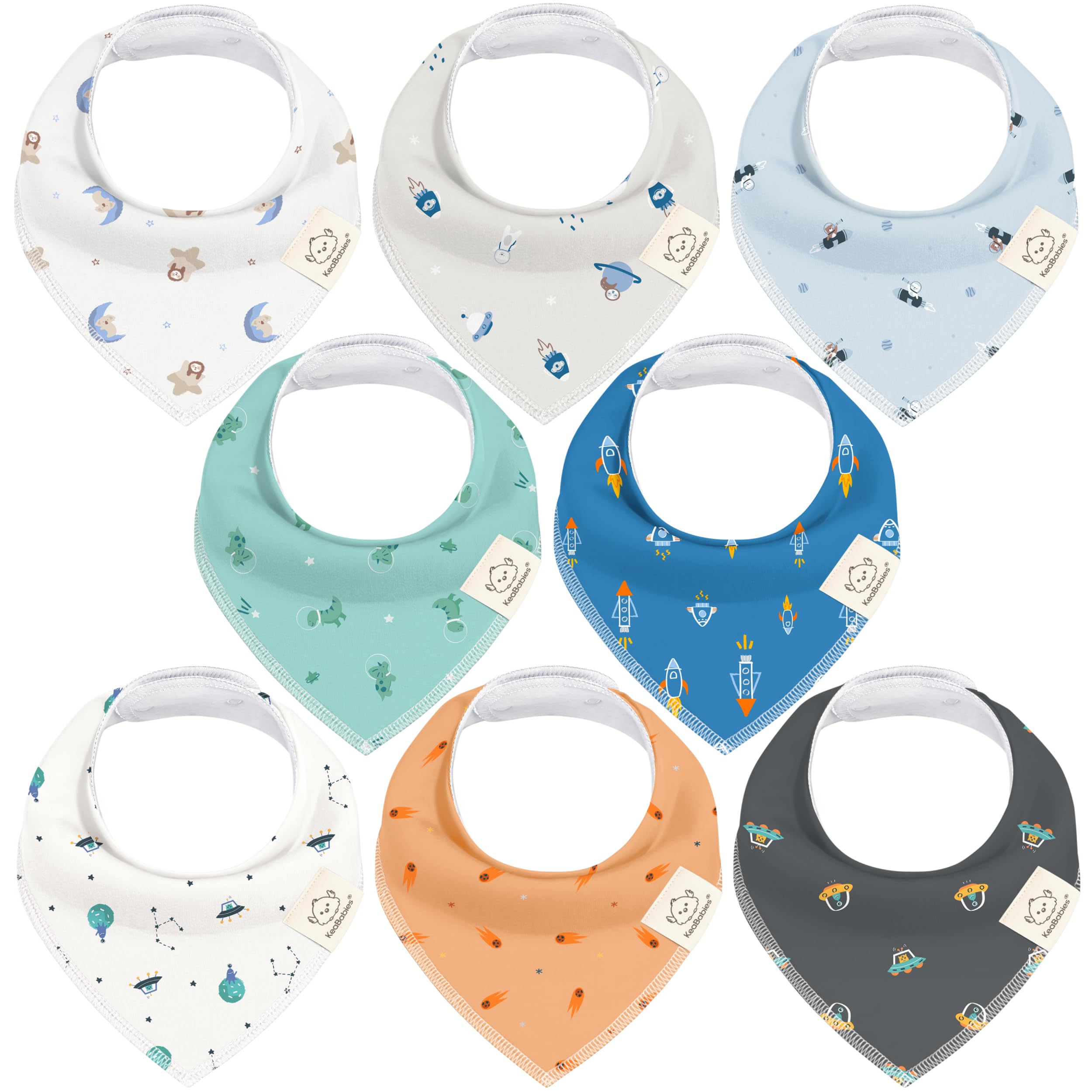 Photo 1 of 8-Pack Organic Baby Bandana Bibs for Boys, Girls - Super Absorbent Triangle Baby Bibs for Drooling and Teething Infant, 100% Cotton Extra Soft for Newborn, Infant 0-36 Months (Cosmo)