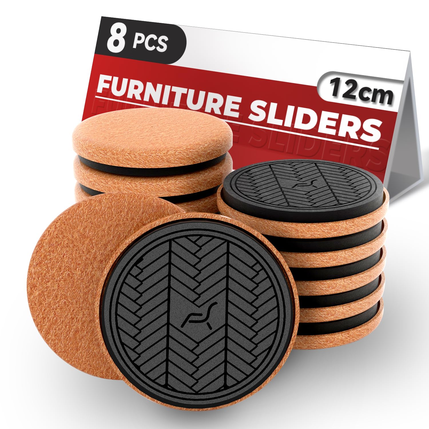 Large Furniture Sliders for Hardwood Floors, 8PCS -12cm (4¾") Furniture Gliders for Hard Floors Heavy Duty, Move Your Furniture Easily & Safely