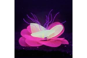 Bluecoco Soft Silica Gel Moves Naturally with Water Flow, Aquarium Decorations Glow in The Dark, Glowing Coral Ornaments for Fish Tank Decorations (Orange, Lotus)