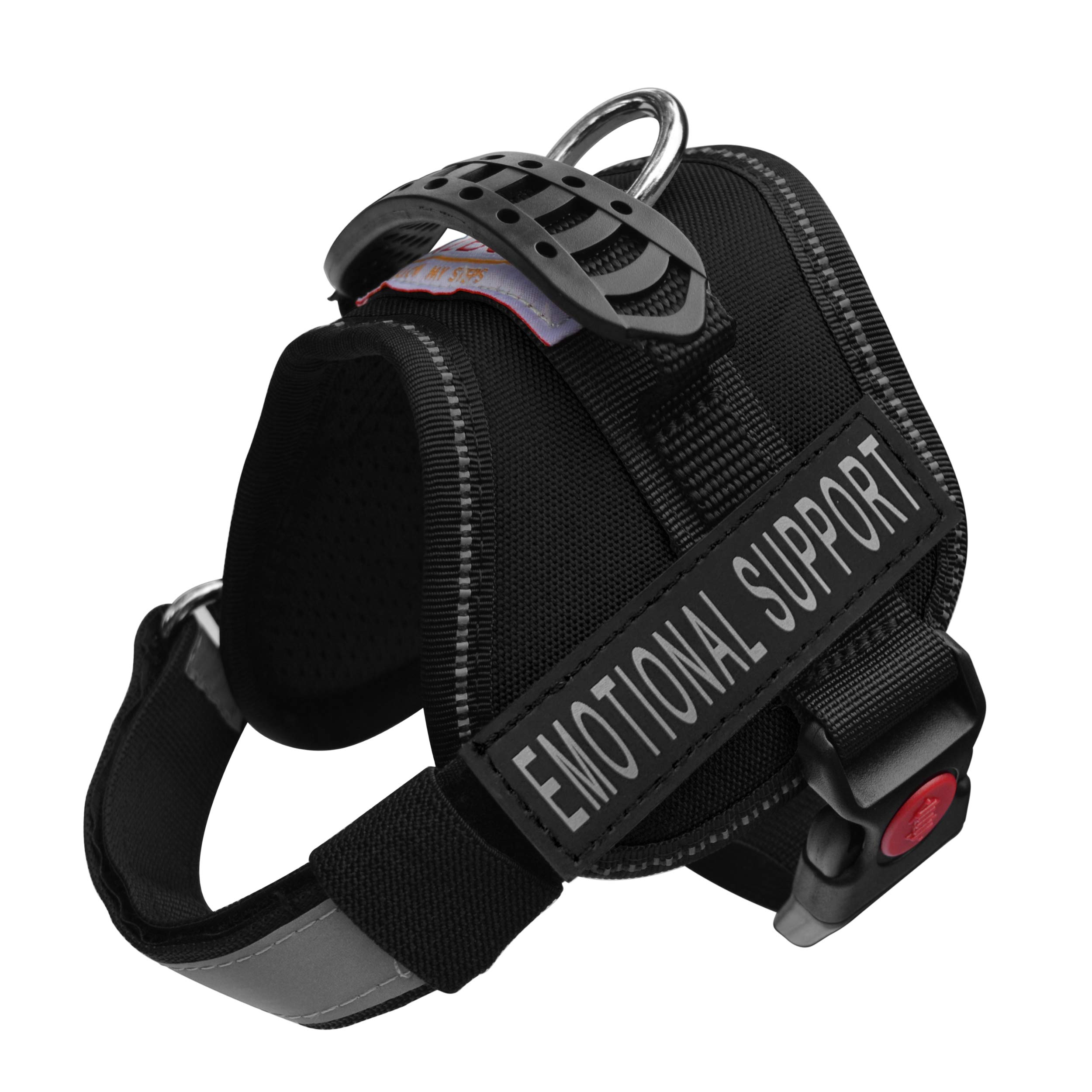 ALBCORP Emotional Support Dog Vest – Reflective Harness - Woven Nylon, Comfy Mesh Padding - Sizes from XXS to XL – Emotional Support Dog Patches Included. Black, Small