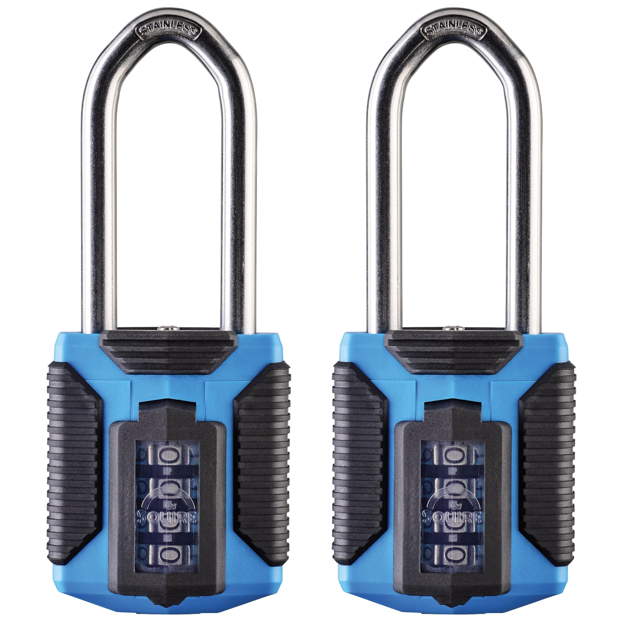 Squire Heavy Duty Padlock (CP50 ATLS Multipack 2X) - Toughest Steel Shackle - 4 Wheel Combination Padlock - Alloy Steel for Corrosion Resistance - Weatherproof Lock for Home & Leisure Blue