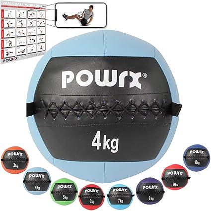 POWRX Wall Ball Balón Medicinal 4 kg - Ideal para Ejercicios de ...