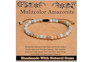 CHCCOYE 468Handmade Adjustable Natural Gemstone Crystal Bracelet Healing Power Energy Inspirational Gifts with Card for Unisex