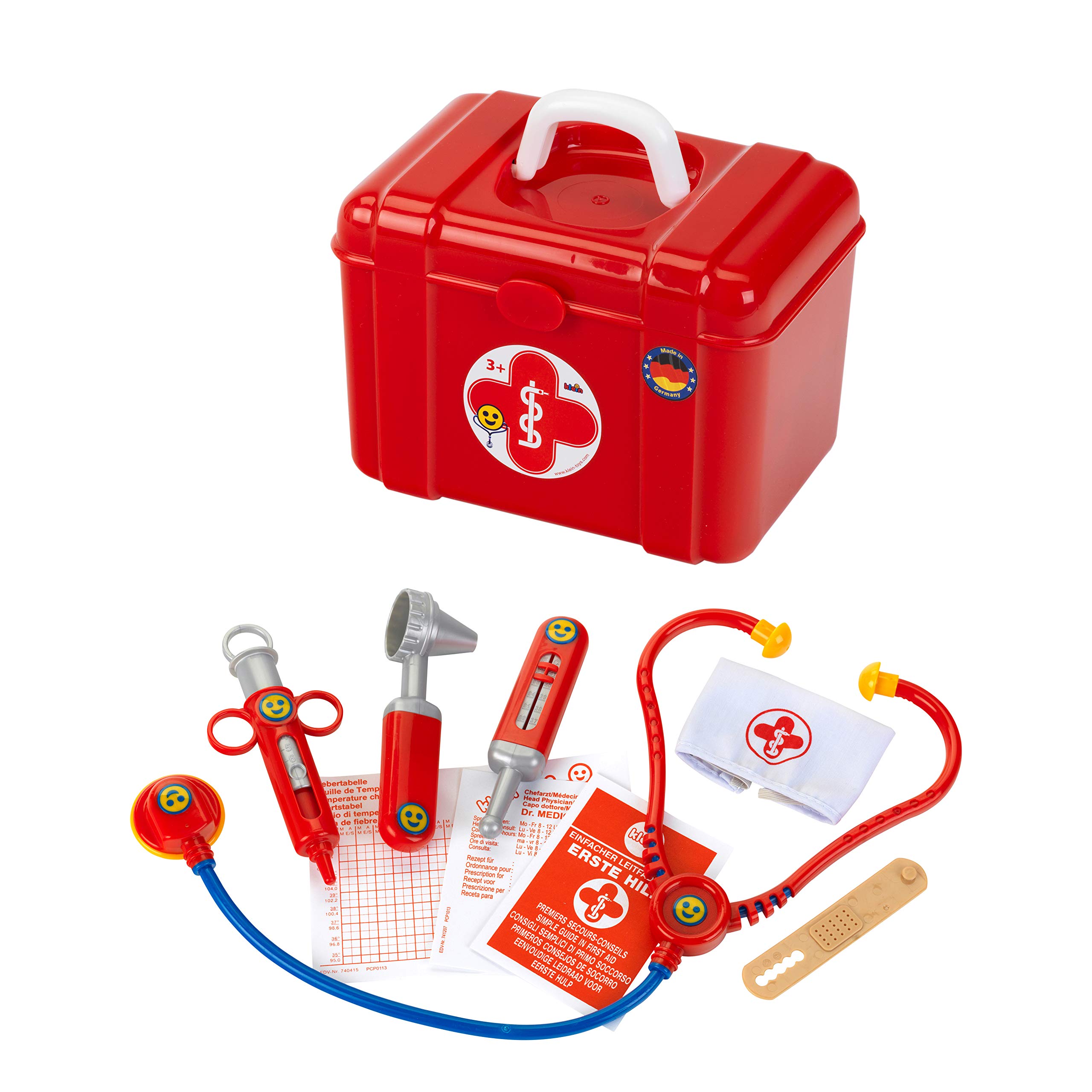 Theo Klein 4431 Doctor case with accessories | Stethoscope, syringe, plaster and much more case with sturdy handle | Toy for children 3 years and older