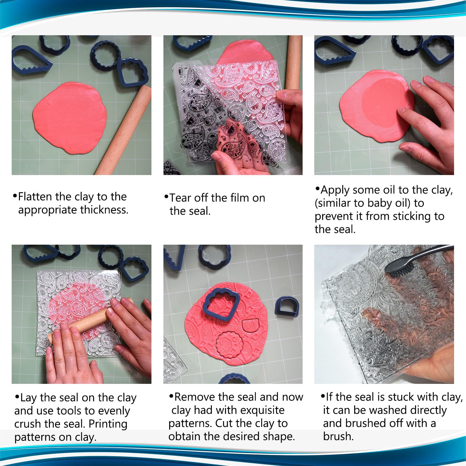 Premium Silicone Texture Stamp Sheets for Polymer Clay Jewelry and Clay Earrings - Set of 3 Floral and Unique Patterns - Easy to Use and Clean (Group 1)