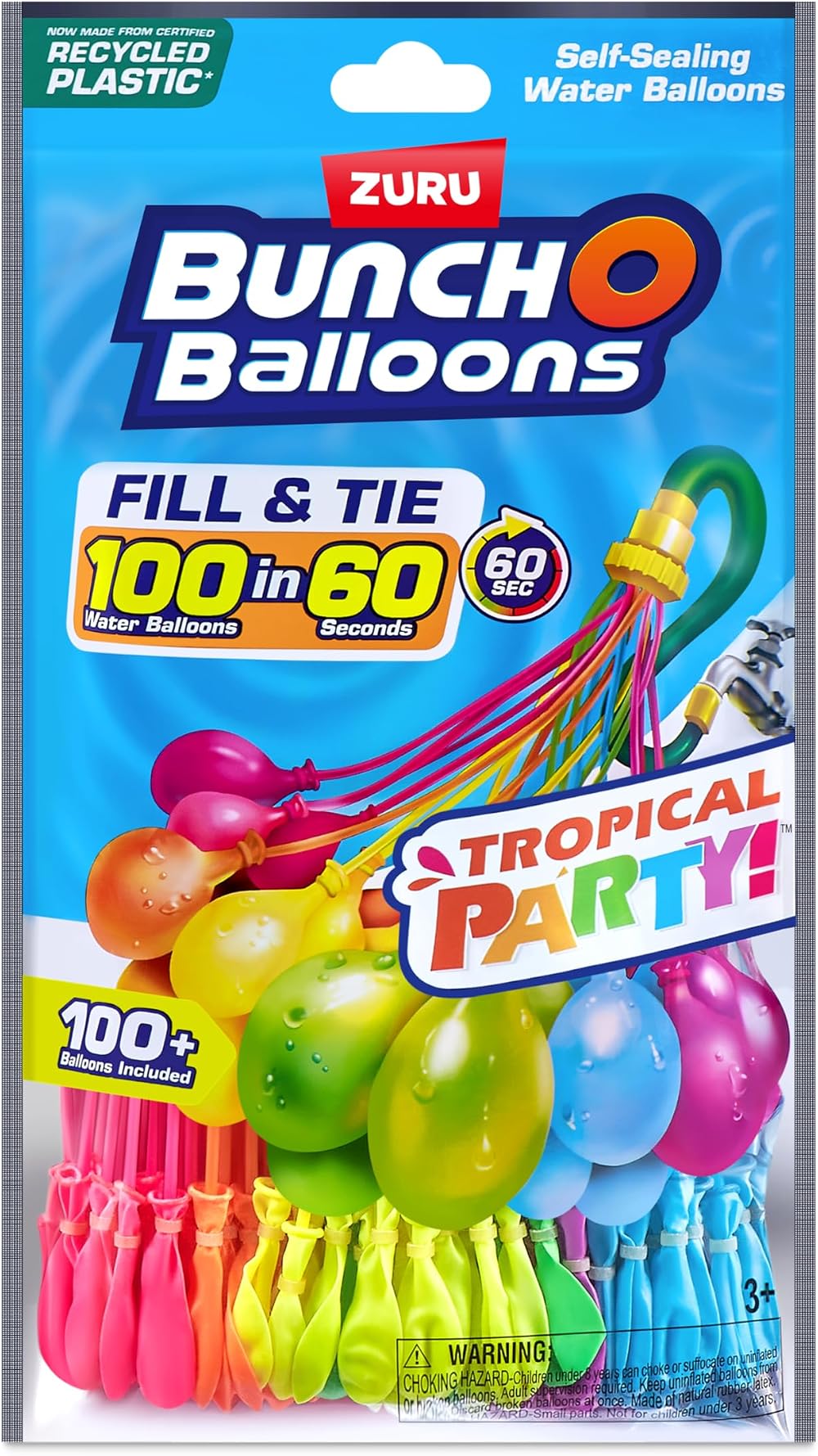Bunch O Balloons Tropical Party 100+ Rapid-Filling Self-Sealing Water Balloons