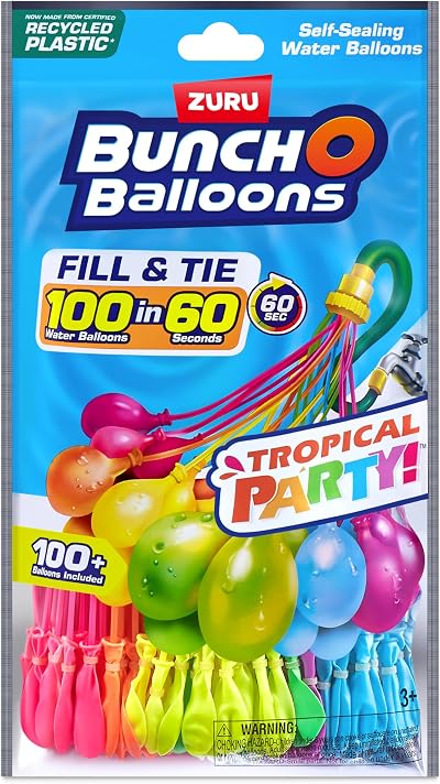 Bunch O Balloons Tropical Party 100+ Rapid-Filling Self-Sealing Water Balloons