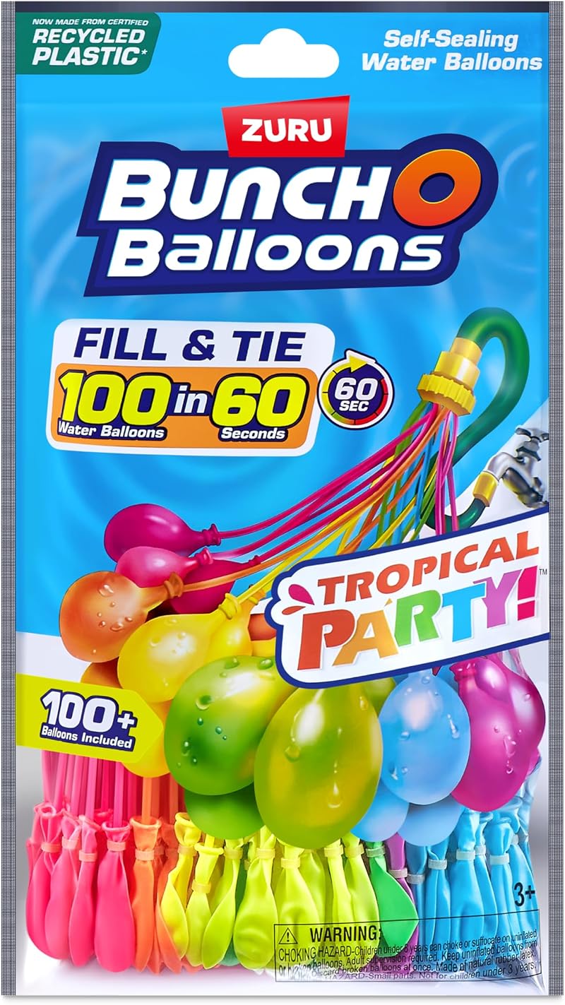 Bunch O Balloons Tropical Party 100+ Rapid-Filling Self-Sealing Water Balloons