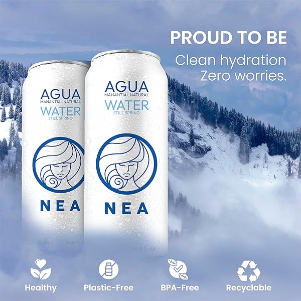 NEA CANNED WATER – AUSTRIAN ALPS SPRING MINERAL CAN WATER IN ALUMINUM CANS – PLASTIC FREE BPA FREE 16.9OZ (1 CASE – PACK OF 12)