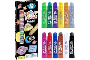 TBC The Best Crafts Paint Sticks,12 Colors Metallic, Washable, Non-toxic, Tempera Paint Sticks for Kids and Students