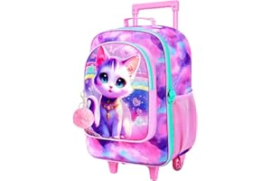 TXHVO Cat Suitcase for Girls, 18" Carry on Luggage With Wheels, Kids Suitcases for Toddler Children(Pink)