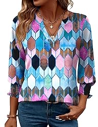 LOMON Women's 2025 Fashion Tops 3/4 Length Sleeve