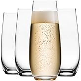 Godinger Champagne Glasses, European Made Champagne Glass, Stemless Champagne Flutes - Set of 4