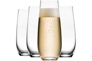 Godinger Champagne Glasses, European Made Champagne Glass, Stemless Champagne Flutes - Set of 4