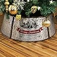 Darnassus Metal Christmas Tree Collar Christmas Tree Ring,29.1 Inch Diameter Base for Large Trees and Holiday Tree Skirt Decoration,5-Panel Version, Silver