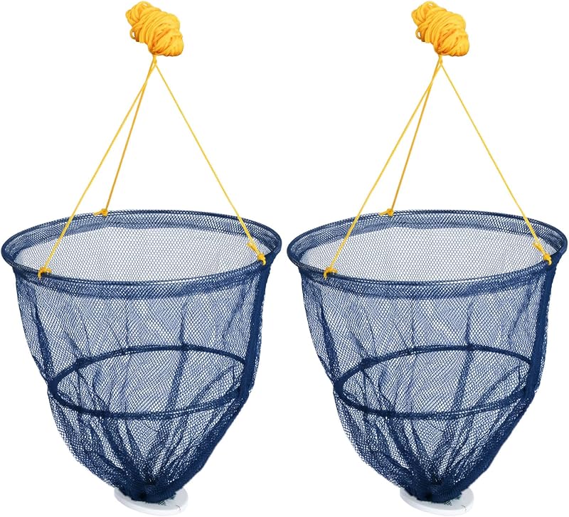 FiNeWaY Set of 2 Crab Drop Net Collapsible Crabbing Kit Rot-Proof Rope