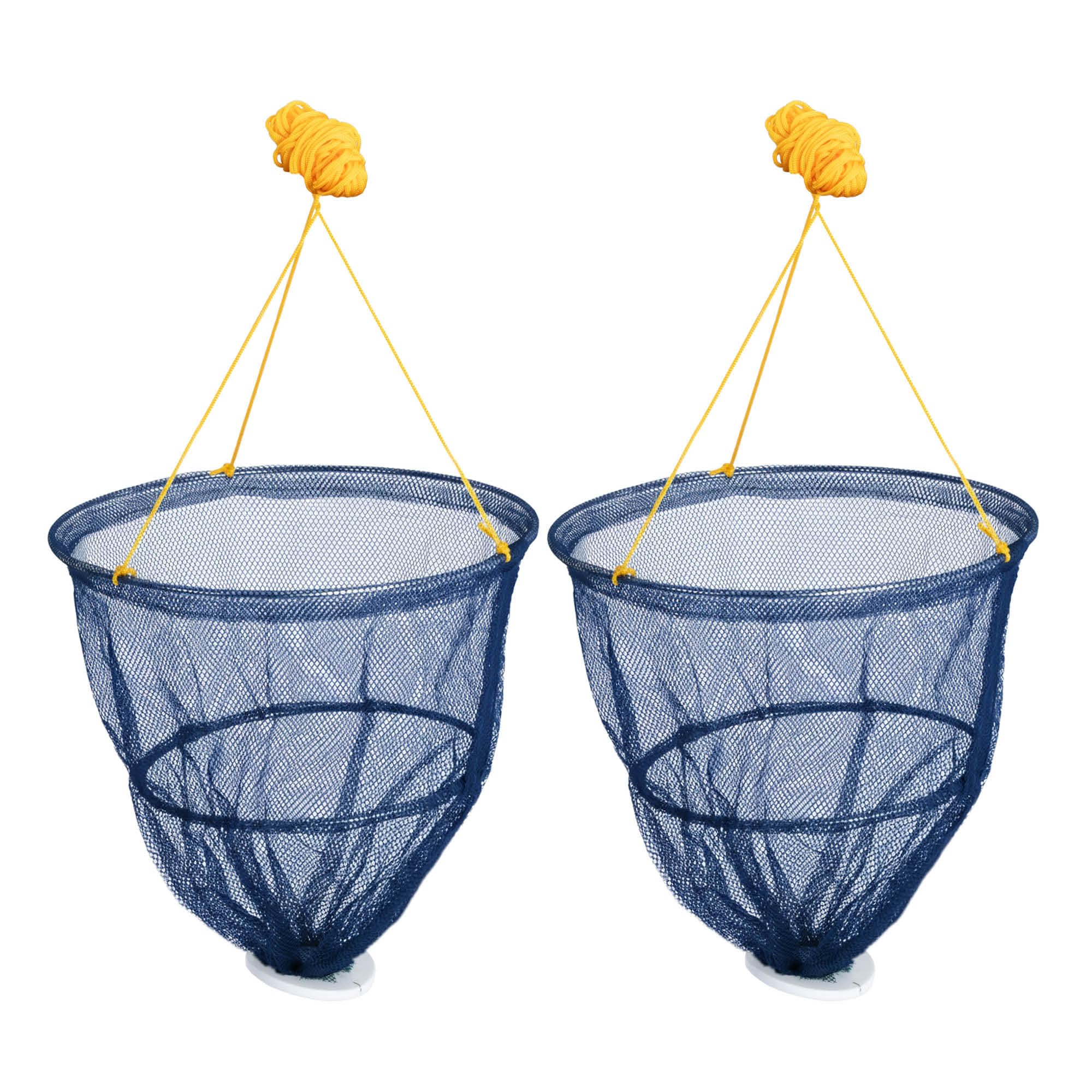 Fineway Set of 2 Crab Drop Net - Collapsible Crabbing Kit with Bait Spring Clip & Rot-Proof Rope - Crabbing Net for Catching Fish, Prawn, Lobster, Crayfish Trap, Heavy Duty Portable Fish Trap