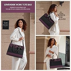 LOVEVOOK Laptop Tote Bag for Women,Leather Work