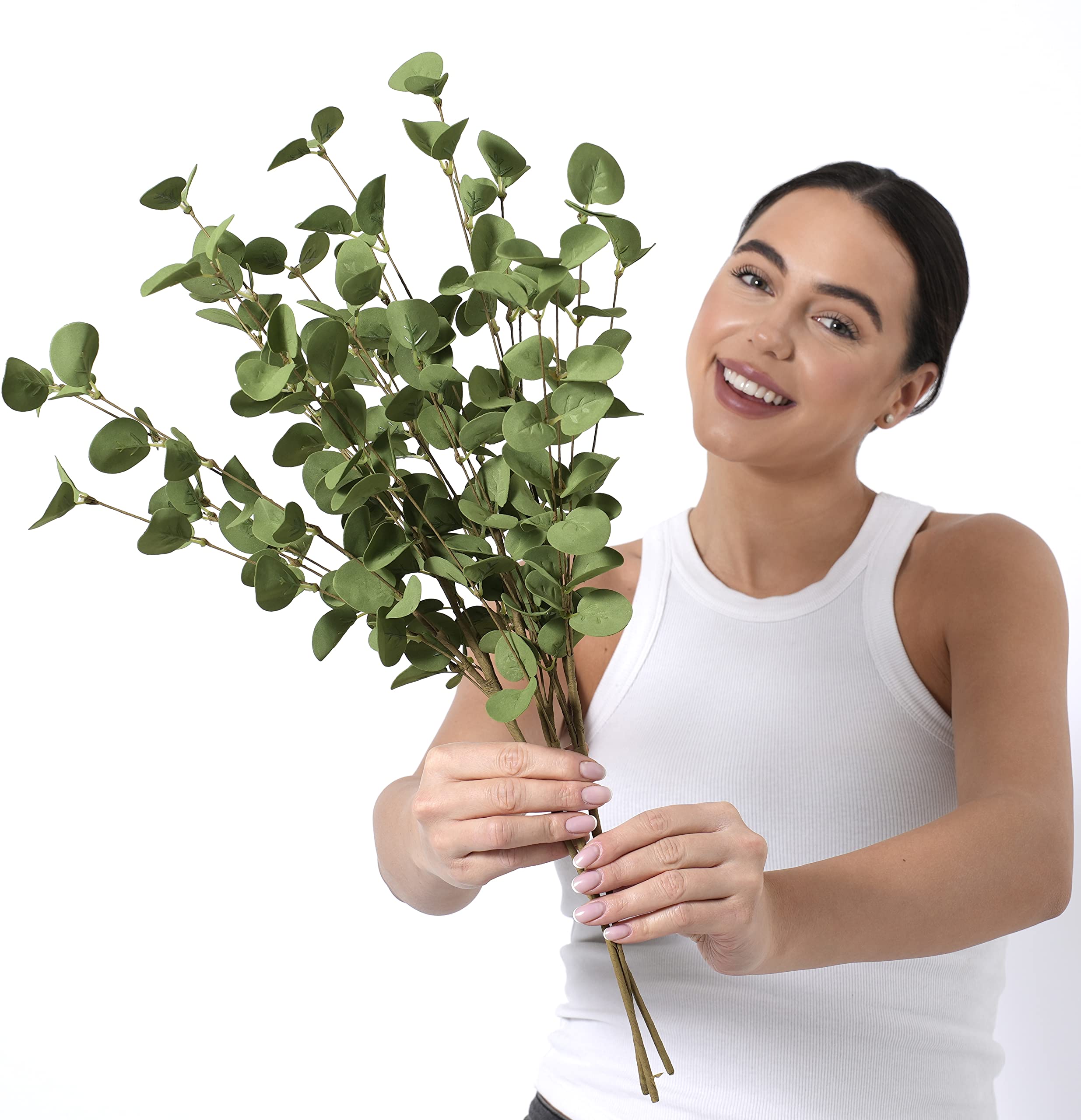 Sorola 3 Eucalyptus Stems Artificial Faux Branches Leaves 70cm Large Flower Bouquet Bunches Arrangements for Home Decor (Green)