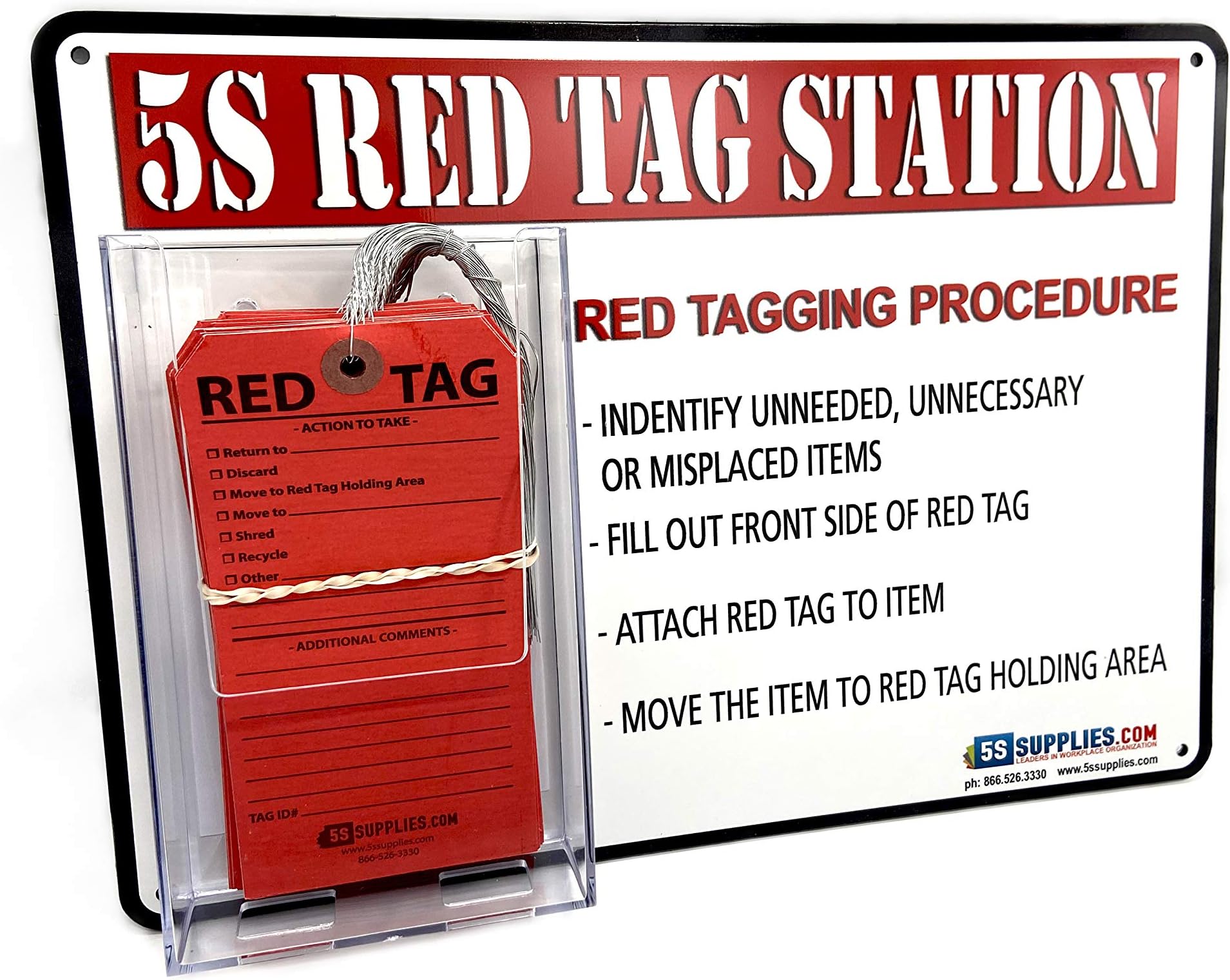 5s Red Tag Holder Station (Red, 50 Pack)