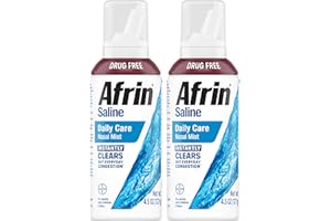 Afrin Saline Nasal Spray Twin Pack, 100% Drug Free, Saline Solution, Daily Care Nasal Spray for Everyday Congestion and Dry Nose, Easy Mist, 4.5 OZ (Pack of 2)