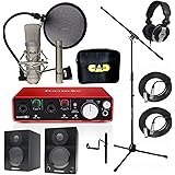 Home Recording Studio Bundle CAD GXL2200SP MH110 Stand Focusrite Scarlett 2i2 (2nd GEN) Samson Media ONE BT3 Speakers