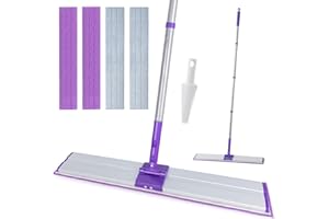 IVYROLL 24" Microfiber Mops for Floor Cleaning, Floor Mop for Hardwood Floors, Dry and Wet Mop for Laminate, Tile, Vinyl Floors, Mop with 4 Washable Reusable Microfiber Pads
