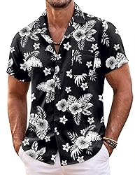 COOFANDY Mens Hawaiian Shirt Short Sleeve Floral