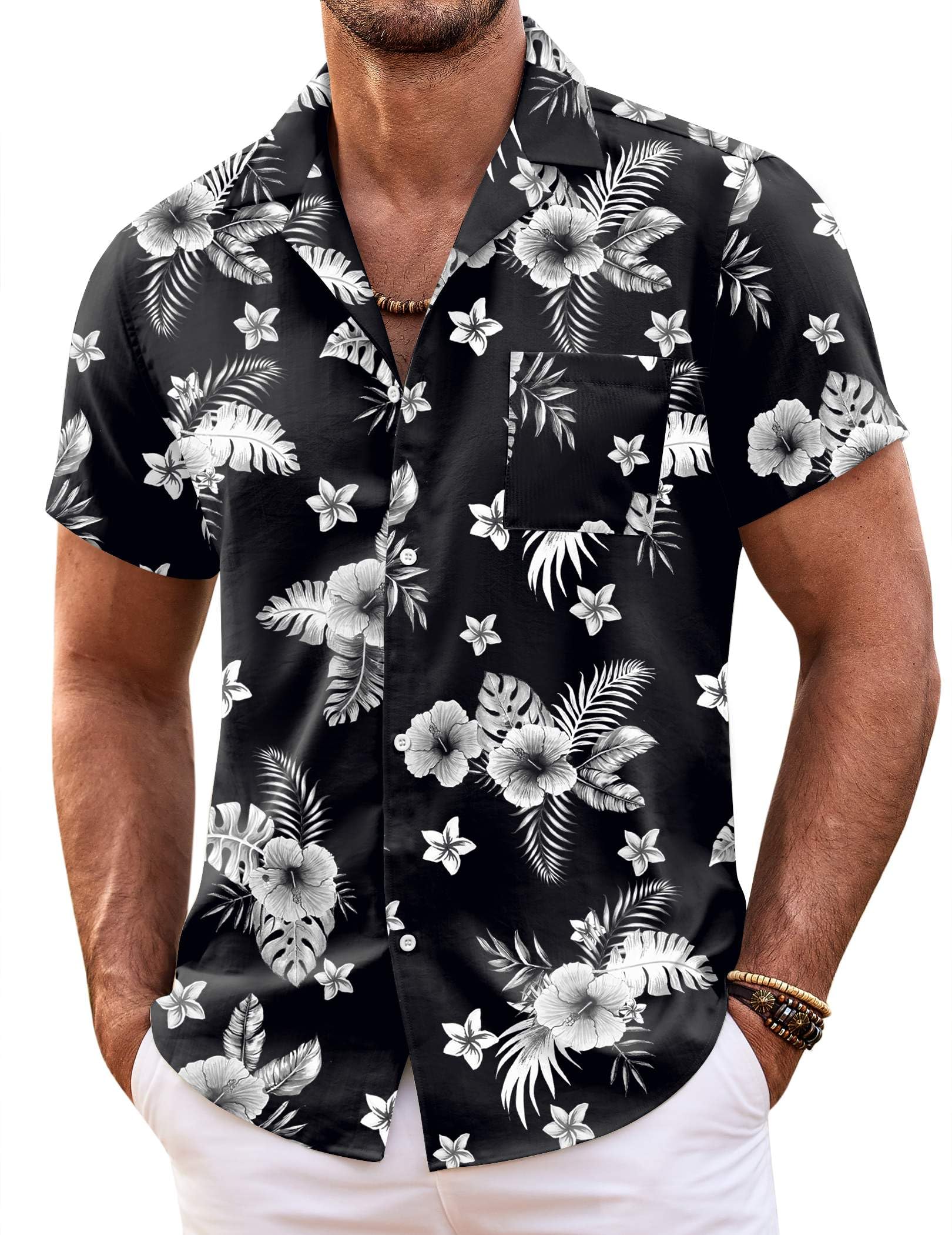 COOFANDY Mens Hawaiian Shirt Short Sleeve Floral