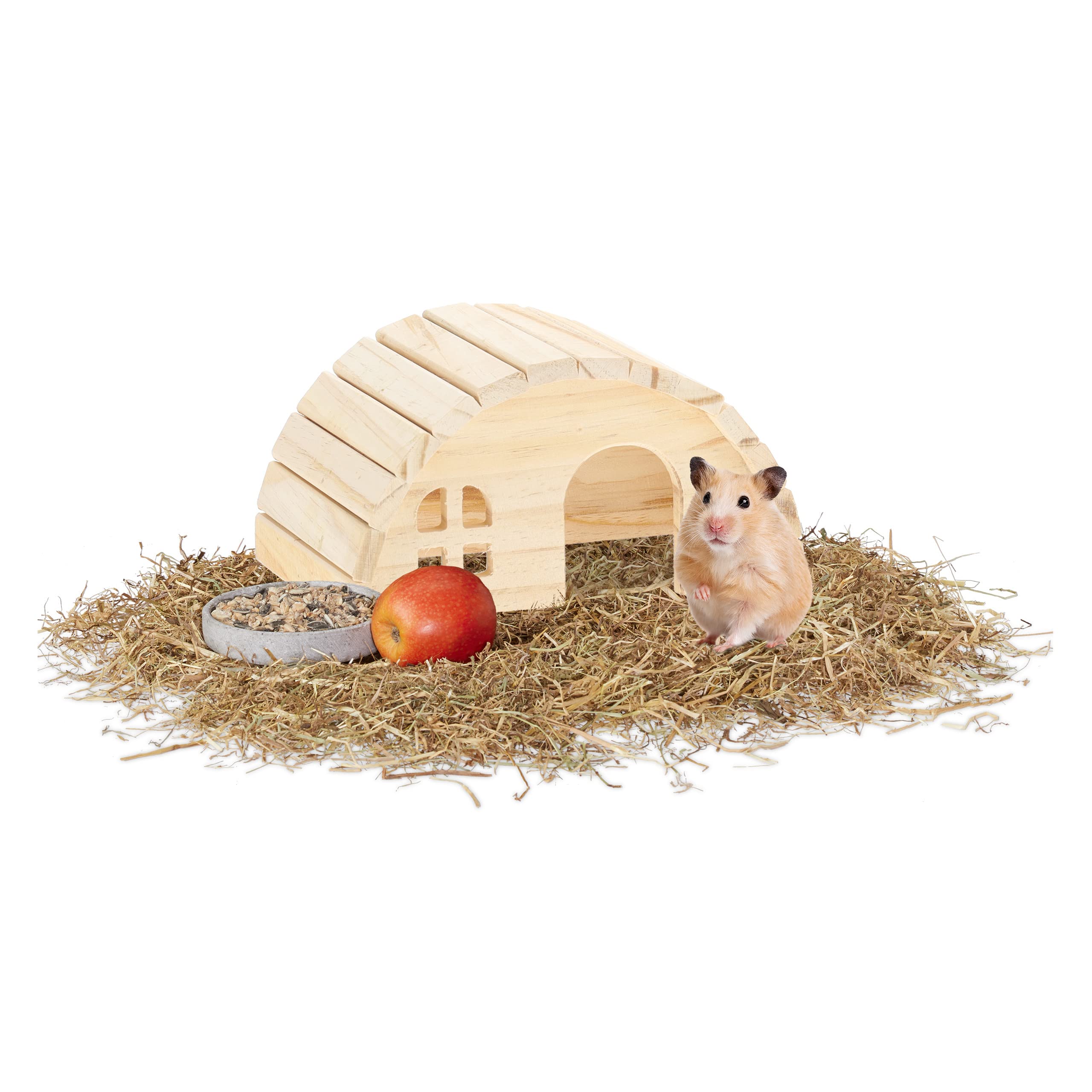 Relaxdays Hamster House Made, Cage Accessories for Rodents, HWD: 10 x 18,5 x 13 cm, Mice Shelter, Natural Wood, 100%, 1 Piece