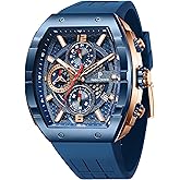 Paras Crown Watches for Men Tonneau 5ATM Waterproof Quartz Luxury Chronograph Analog Men's Wrist Watches Stainless Steel Case Mens Watches