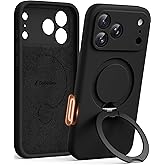 GolbinBox for iPhone 17 Pro Case with 360° Spin Magnetic Stand, [Compatible with MagSafe][Full Camera Protection], Full Body Shockproof Liquid Silicone Case with Ring Kickstand for 17 Pro 6.3'', Black