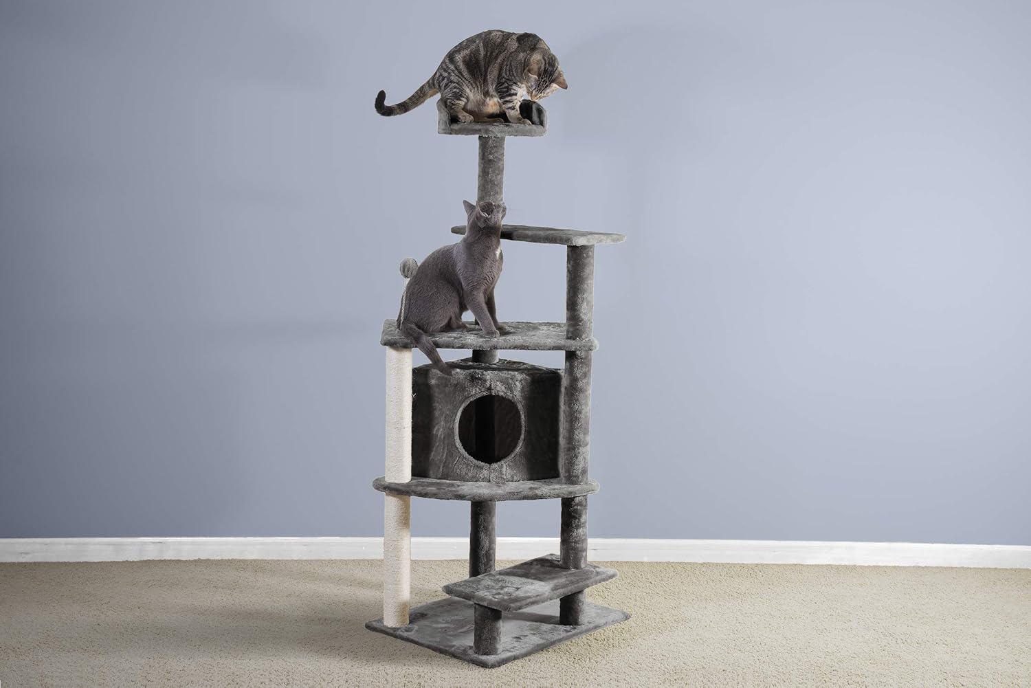 Furhaven Pet Cat Tree - Tiger Tough Cat Tree House Condo Perch Entertainment Playground Furniture for Cats and Kittens, Platform House Playground, Gray : Pet Supplies