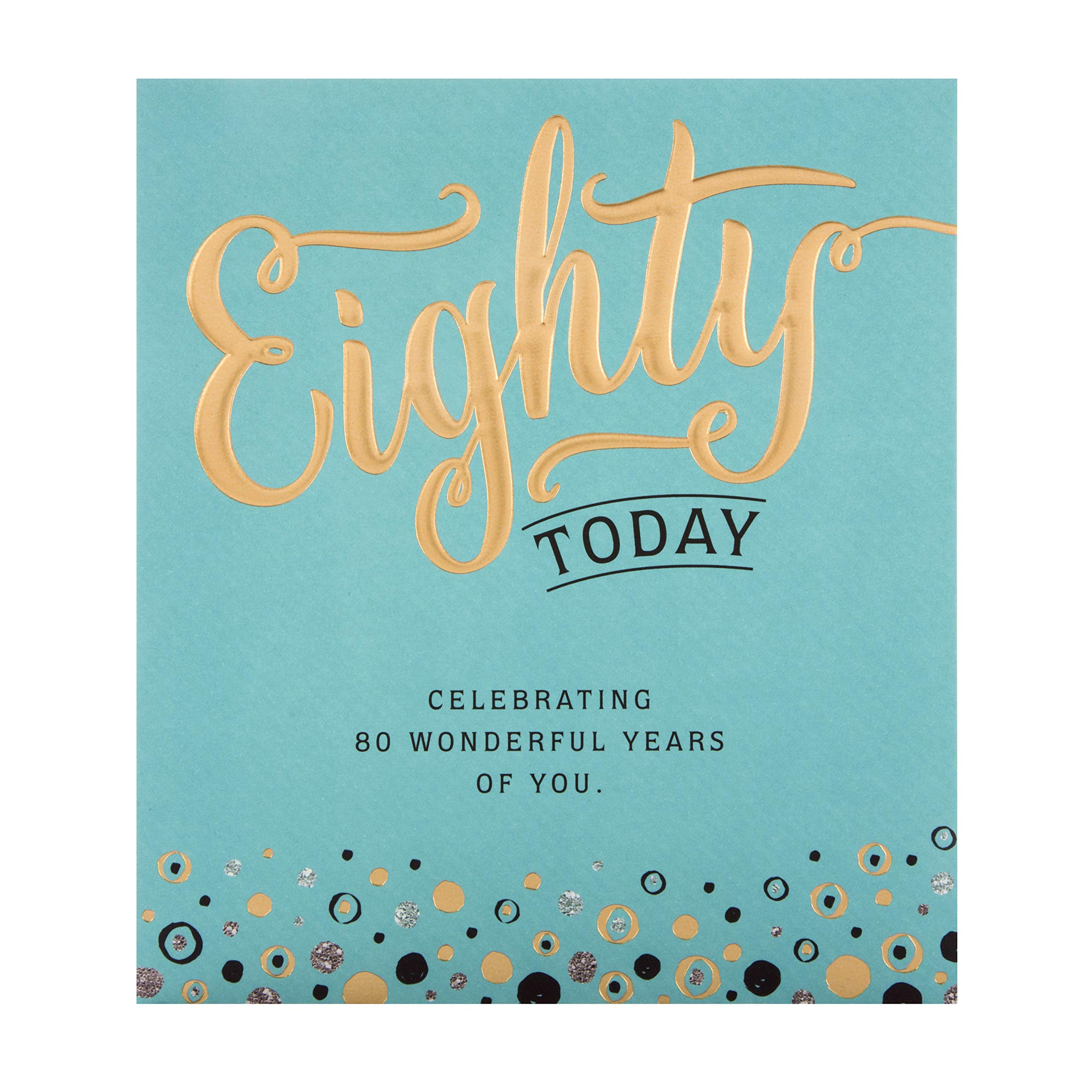 80TH Birthday Card from Hallmark - Embossed Text Design
