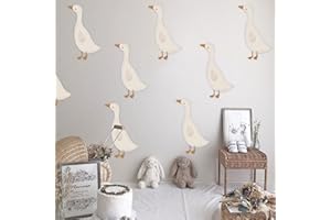 CANTLY Cute Geese Wall Stickers, 8pcs Removable Waterproof PVC Decals, Funny Animals Art Decorations for Nursery Baby Bedroom Playroom Living Room Murals